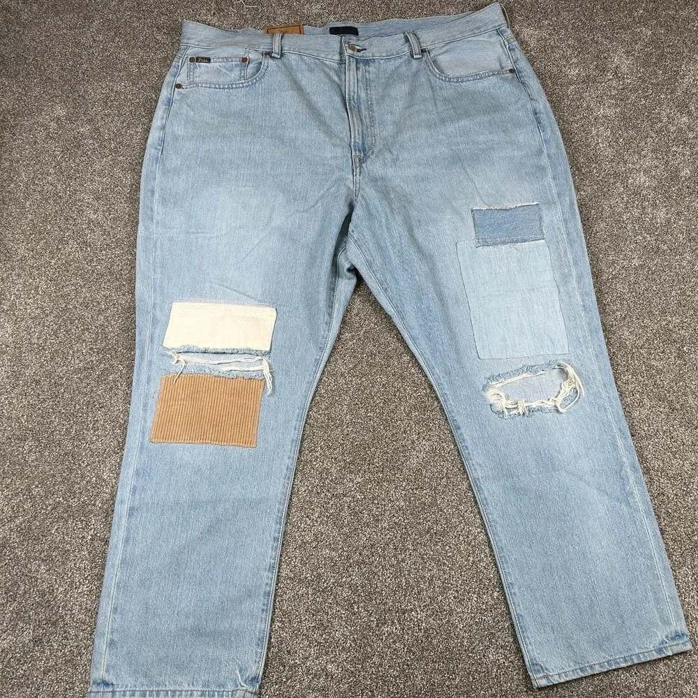 POLO RALPH LAUREN The Avery Boyfriend‎ Distressed Patchwork Jeans Womens Size 34